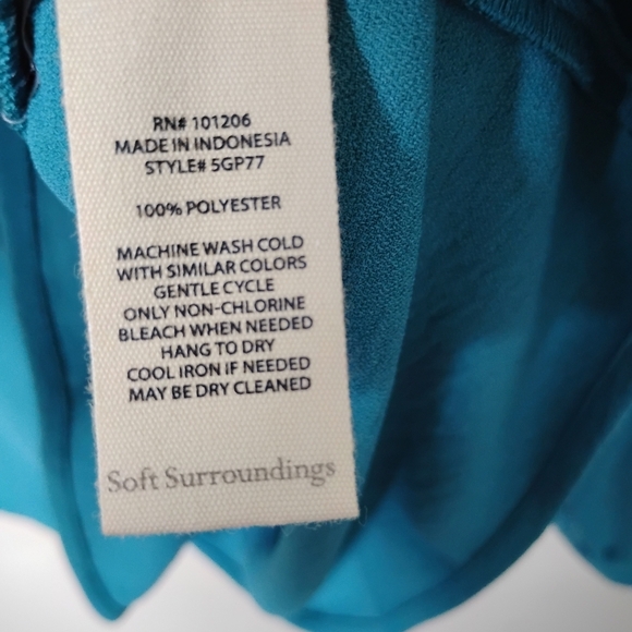 Soft Surroundings Liza Tunic Top Women’s 1X Teal Blue Dragonfly V-Neck Flowy - Picture 8 of 8